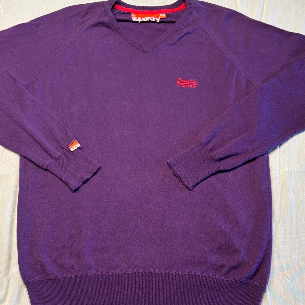 Superdry Men's V-Neck Sweater in Rich Purple , XL , $18